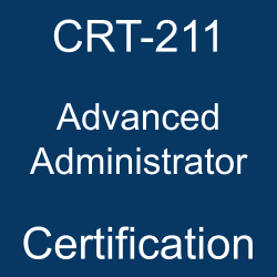 Image with text 'CRT-211 Advanced Administrator Certification' on a blue background.