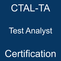 Image with text 'CTAL-TA Test Analyst Certification' on a blue background.