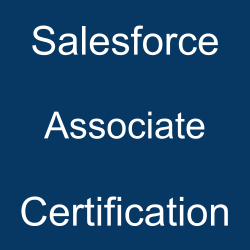 Image with text 'Salesforce Associate Certification' on a blue background.