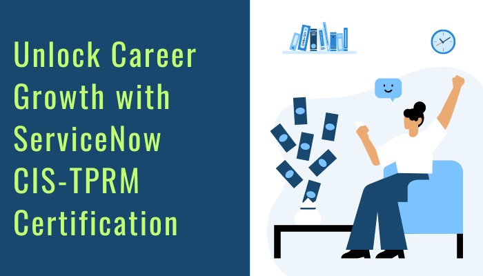 Image promoting career growth through the ServiceNow CIS-TPRM certification, featuring a person celebrating success.
