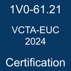 Image with text '1V0-61.21 VCTA-EUC 2024 Certification' on a blue background.