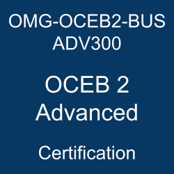 OMG-OCEB2-BUS ADV300 OCEB 2 Advanced Certification logo on a dark blue background.