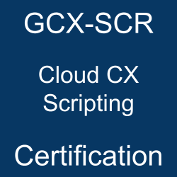 Image with text 'Genesys Cloud CX Scripting Certification' on a blue background.