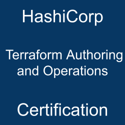 Image with text 'HashiCorp Terraform Authoring and Operations Certification' on a blue background.