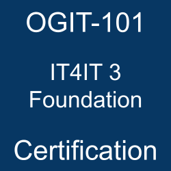 Image with text 'OGIT-101 IT4IT 3 Foundation Certification' on a blue background.