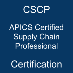 Image with text 'CSCP APICS Certified Supply Chain Professional Certification' on a blue background.
