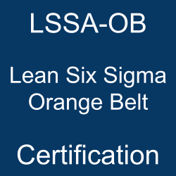 Image with text 'LSSA-OB Lean Six Sigma Orange Belt Certification' on a blue background.