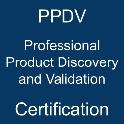 Image with text 'PPDV Professional Product Discovery and Validation Certification' on a blue background.