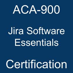 ACA-900 Jira Software Essentials Certification exam text on blue background