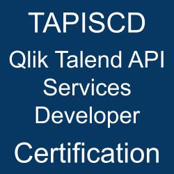 TAPISCD Qlik Talend API Services Developer Certification logo on a blue background