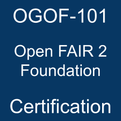 OGOF-101 Open FAIR 2 Foundation certification title on a blue background.