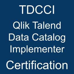 TDCCI Qlik Talend Data Catalog Implementer Certification logo on a blue background