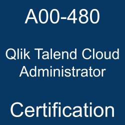 Qlik Talend Cloud Administrator A00-480 certification title banner on a blue background