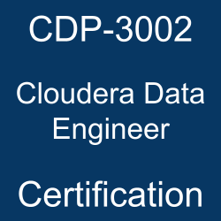 CDP-3002 Cloudera Data Engineer Certification text on a dark blue background