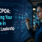 A professional outlines a strategic product roadmap on an interactive display, symbolizing the IIBA CPOA's focus on product leadership and vision.