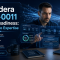 A focused man reviews holographic data dashboards for the Cloudera CDP-0011 exam, symbolizing preparation for data platform expertise. The image highlights advanced analytics and cloud integration.