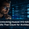 A focused male architect in a cinematic close-up, reviewing a holographic data flow diagram, symbolizing advanced skills validated by Huawei H13-625 certification.