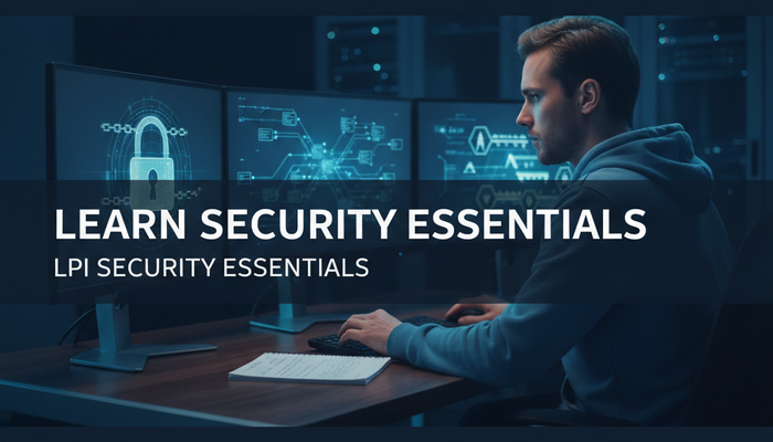 Learner studying security fundamentals while preparing for the LPI 020-100 exam