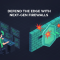 Isometric illustration of a network security engineer at multiple monitors beside a next-generation firewall blocking threats at the network edge, headline Defend the Edge With Next-Gen Firewalls