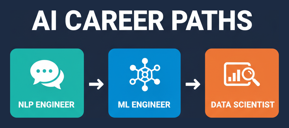 AI career paths: NLP engineer, ML engineer, data scientist