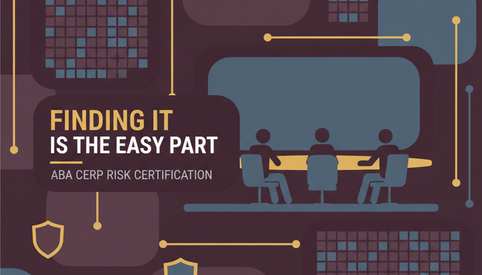 ABA CERP enterprise risk professional certification banner showing a risk committee weighing a response against risk appetite