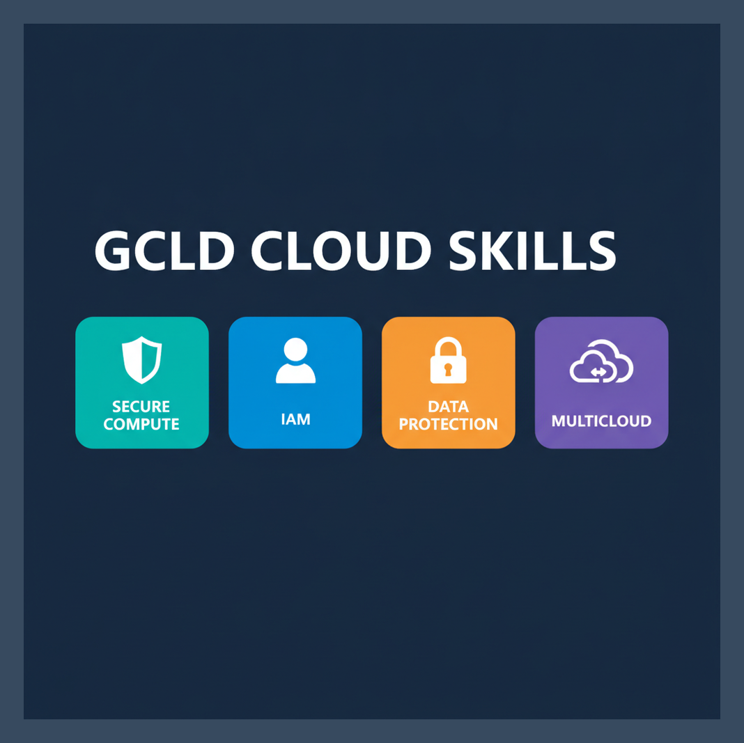 GCLD cloud skills: secure compute, IAM, data protection, multicloud