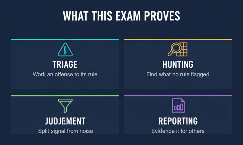 What passing C1000-162 proves: triage, hunting, judgement and reporting skills