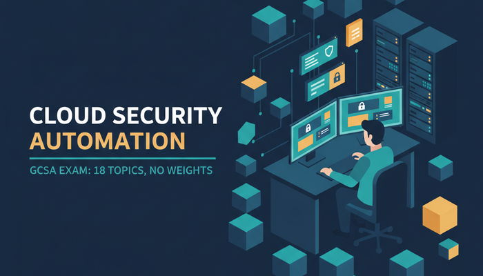 GIAC GCSA cloud security automation certification banner showing an engineer at a secure delivery pipeline with container and rack units