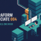 Terraform Associate 004 certification banner showing an engineer building stacked cloud infrastructure blocks